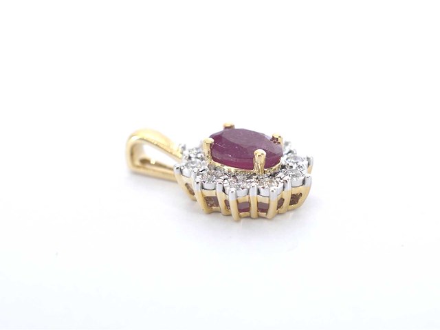 Gouden hanger met diamanten en robijn - afbeelding 10 van  11