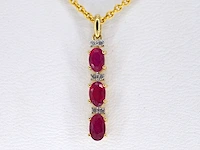 Gouden hanger met diamanten en robijn - afbeelding 1 van  5