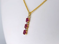 Gouden hanger met diamanten en robijn - afbeelding 3 van  5