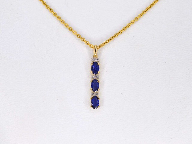 Gouden hanger met diamanten en saffier, excl. ketting - afbeelding 2 van  7