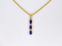 Gouden hanger met diamanten en saffier, excl. ketting - afbeelding 2 van  7