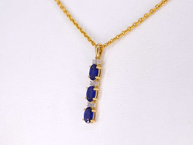 Gouden hanger met diamanten en saffier, excl. ketting - afbeelding 3 van  7