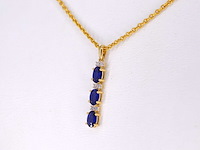 Gouden hanger met diamanten en saffier, excl. ketting - afbeelding 3 van  7
