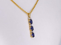 Gouden hanger met diamanten en saffier, excl. ketting - afbeelding 4 van  7