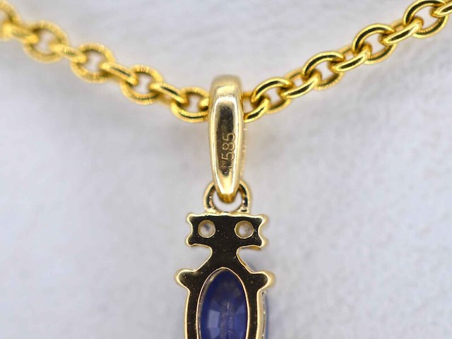 Gouden hanger met diamanten en saffier, excl. ketting - afbeelding 5 van  7