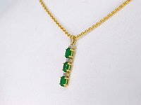 Gouden hanger met diamanten en smaragd, excl. ketting - afbeelding 3 van  7