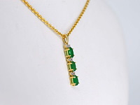 Gouden hanger met diamanten en smaragd, excl. ketting - afbeelding 4 van  7