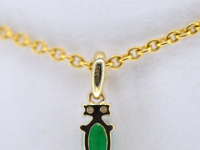 Gouden hanger met diamanten en smaragd, excl. ketting - afbeelding 5 van  7