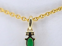 Gouden hanger met diamanten en smaragd, excl. ketting - afbeelding 5 van  7