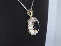 Gouden hanger met een blauwe edelsteen en natuurlijke witte diamanten, excl. ketting - afbeelding 4 van  10