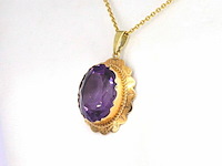 Gouden hanger met een natuurlijke amethist, excl. ketting - afbeelding 3 van  9