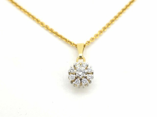 Gouden hanger met natuurliijke diamanten - afbeelding 1 van  10