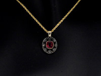 Gouden hanger met natuurlijke diamanten en een originele robijn, excl. ketting