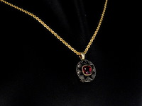 Gouden hanger met natuurlijke diamanten en een originele robijn, excl. ketting - afbeelding 4 van  9