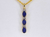 Gouden hanger met natuurlijke diamanten en saffier, excl. ketting - afbeelding 1 van  7