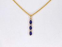 Gouden hanger met natuurlijke diamanten en saffier, excl. ketting - afbeelding 2 van  7