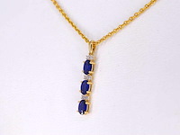 Gouden hanger met natuurlijke diamanten en saffier, excl. ketting - afbeelding 3 van  7