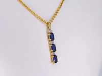Gouden hanger met natuurlijke diamanten en saffier, excl. ketting - afbeelding 4 van  7