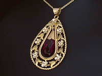Gouden hanger robijn, excl. ketting - afbeelding 1 van  8