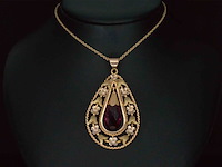 Gouden hanger robijn, excl. ketting - afbeelding 2 van  8