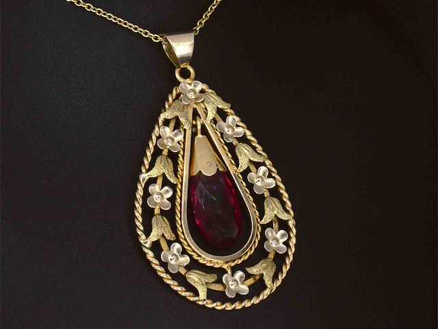 Gouden hanger robijn, excl. ketting - afbeelding 3 van  8