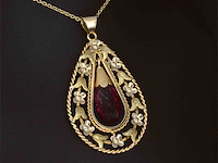 Gouden hanger robijn, excl. ketting - afbeelding 3 van  8