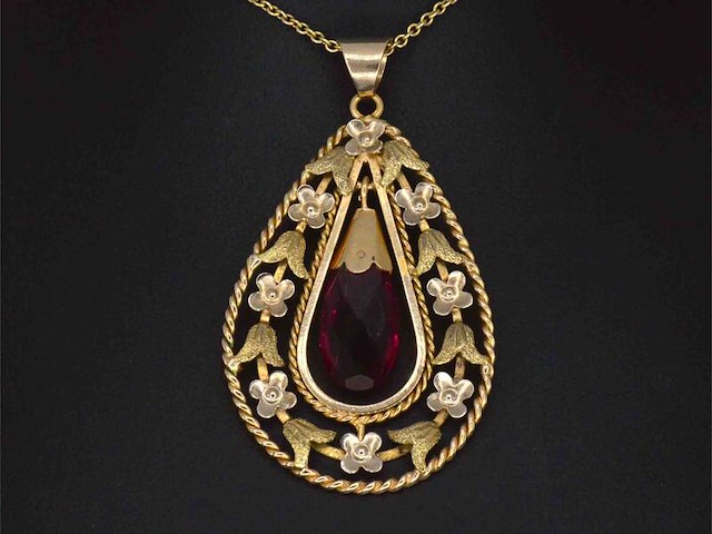 Gouden hanger robijn, excl. ketting - afbeelding 4 van  8