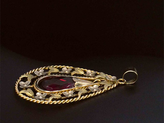 Gouden hanger robijn, excl. ketting - afbeelding 5 van  8