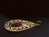 Gouden hanger robijn, excl. ketting - afbeelding 5 van  8