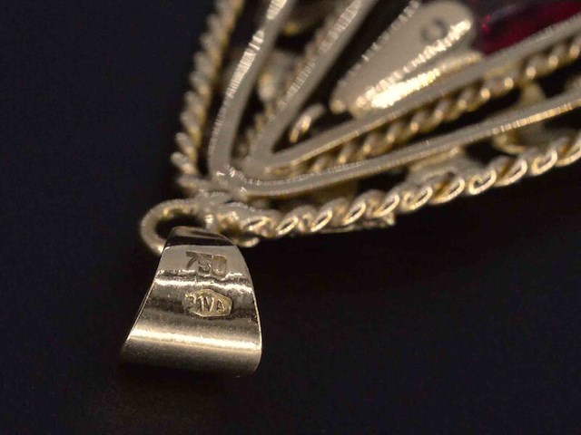 Gouden hanger robijn, excl. ketting - afbeelding 6 van  8