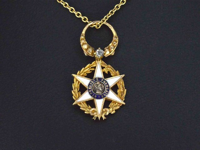 Gouden hanger (the order of agricultural merit 1883) met diamant - afbeelding 4 van  7