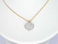 Gouden hart hanger (bedeltje) met diamant, excl. ketting