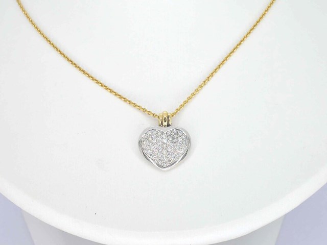 Gouden hart hanger (bedeltje) met diamant, excl. ketting - afbeelding 1 van  8