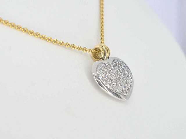 Gouden hart hanger (bedeltje) met diamant, excl. ketting - afbeelding 4 van  8