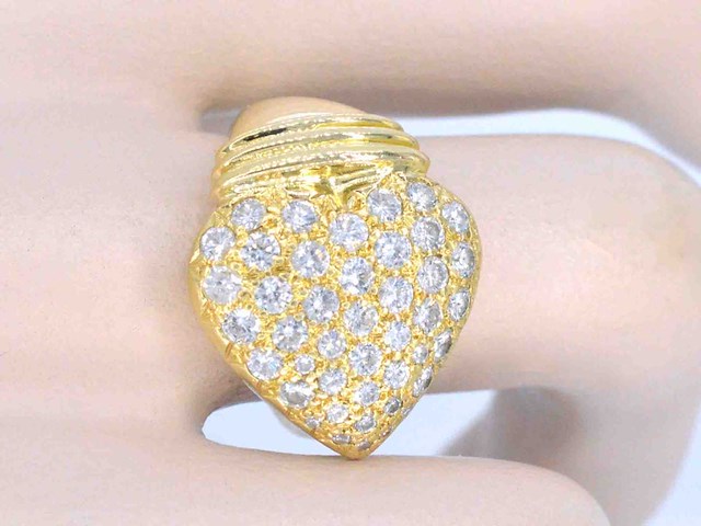 Gouden hart ring met diamant - afbeelding 3 van  10