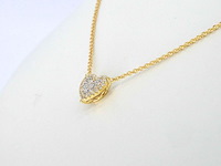 Gouden hartvormige hanger en collier vol met diamanten - afbeelding 7 van  12