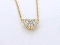 Gouden hartvormige hanger en collier vol met diamanten - afbeelding 8 van  12