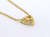 Gouden hartvormige hanger en collier vol met diamanten - afbeelding 9 van  12