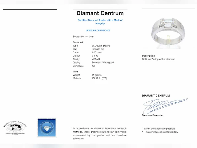 Gouden herenring diamant 1.50 ct - afbeelding 2 van  9