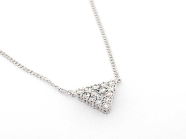Gouden ketting met diamanten in triangel vorm - afbeelding 6 van  7