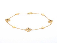 Gouden klaver vier armband met diamanten - afbeelding 1 van  9