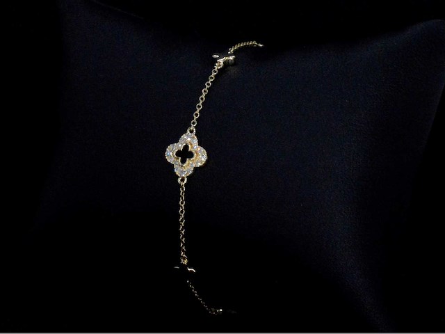 Gouden klaver vier armband met diamanten - afbeelding 3 van  9