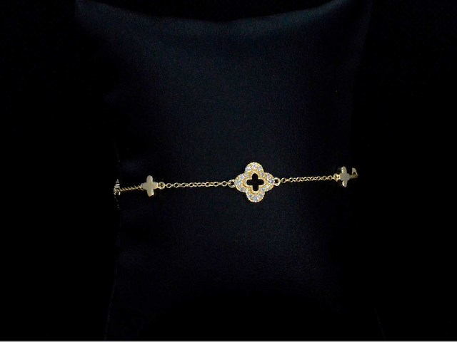 Gouden klaver vier armband met diamanten - afbeelding 4 van  9