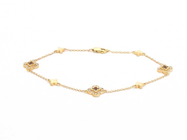 Gouden klaver vier armband met diamanten - afbeelding 8 van  9