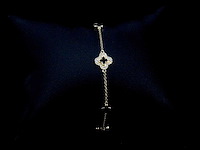 Gouden klaver vier armband met diamanten - afbeelding 5 van  9