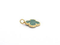 Gouden klaver vier hanger met groene malachiet, excl. ketting - afbeelding 7 van  9