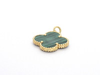 Gouden klaver vier hanger met groene malachiet, excl. ketting - afbeelding 5 van  7