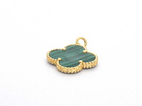 Gouden klaver vier hanger met groene malachiet - afbeelding 6 van  6