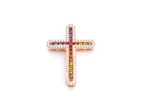 Gouden kruishanger met natuurlijke diamanten en edelstenen, excl. ketting - afbeelding 6 van  8