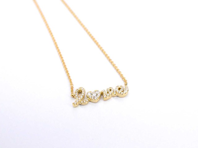 Gouden love collier met diamanten - afbeelding 8 van  8